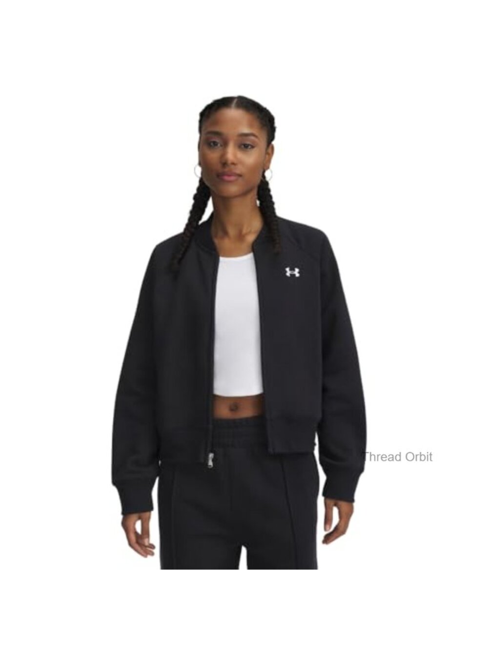 Fleece Bomber Jacket Raglan Sleeve Ribbed Trim Cold Weather Active